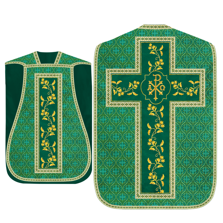 Set of Four Floral Embroidery Roman Chasuble