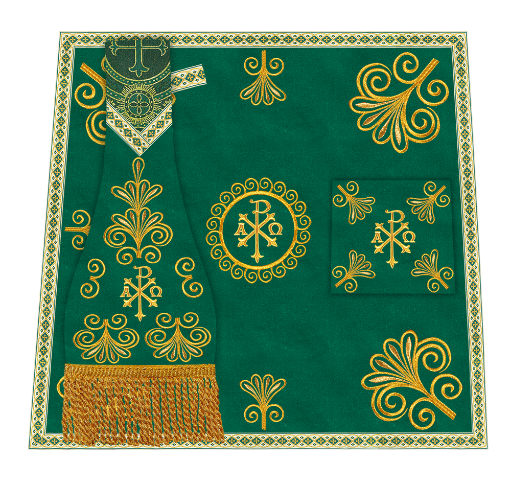 Roman Chasuble Vestment enriched With Coloured Braids and Trims