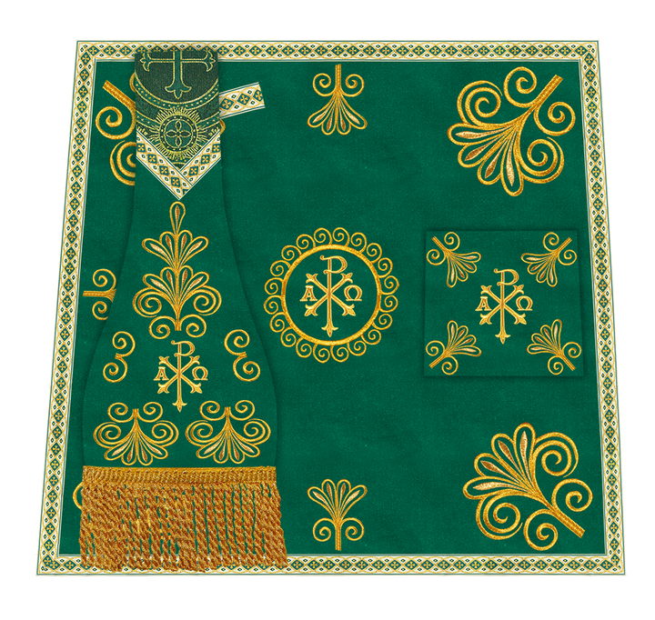 Roman Chasuble Vestment enriched With Coloured Braids and Trims