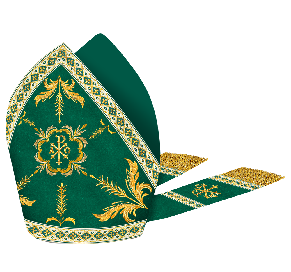 Mitre with Adorned Embroidery Motif and Trims