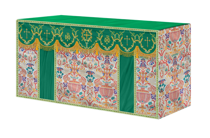 Liturgical Tapestry Altar Cloth with Detailed Embroidered Trims