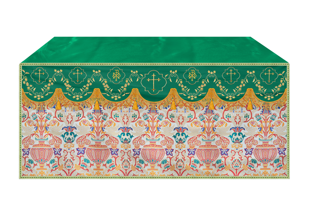 Tapestry Altar Cloth Adorned with Intricate Embroidery