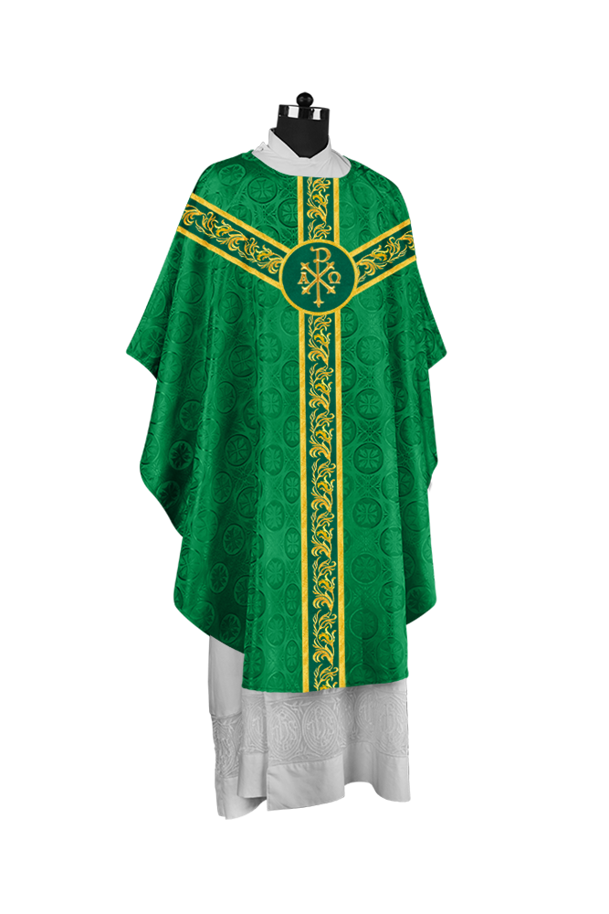 Liturgical Chasuble Vestment with Spiritual Motif Embroidery