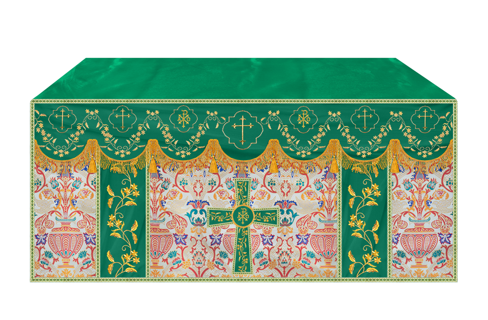 Tapestry Altar Cloth Adorned with Intricate Embroidery