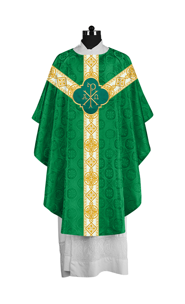 Liturgical Chasuble with Woven braids and Embroidered motif
