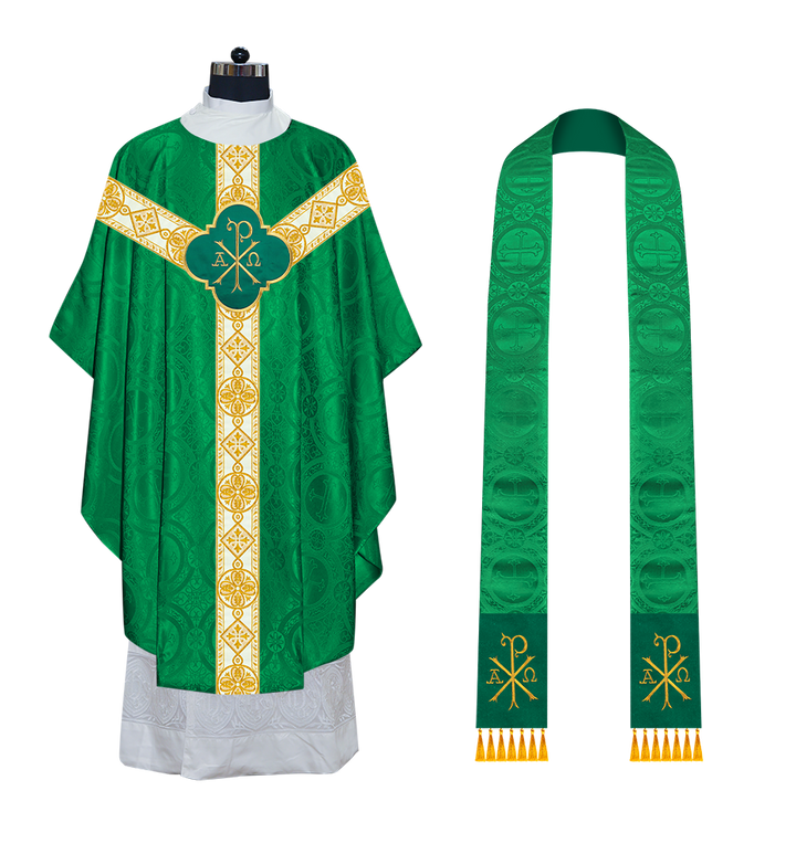 Gothic Chasuble Vestment with Motif and Trims