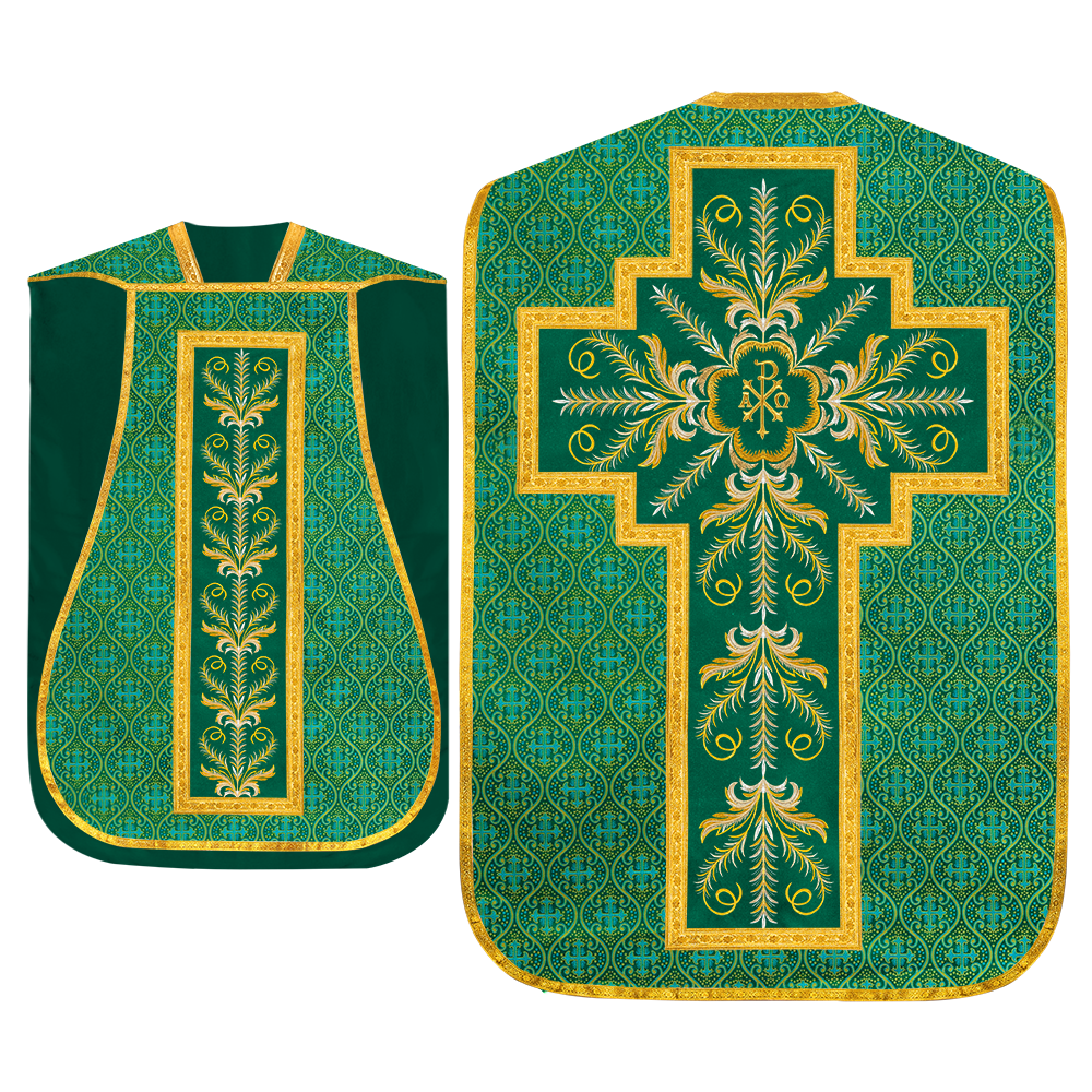 Set of Four Roman Chasuble with liturgical motifs