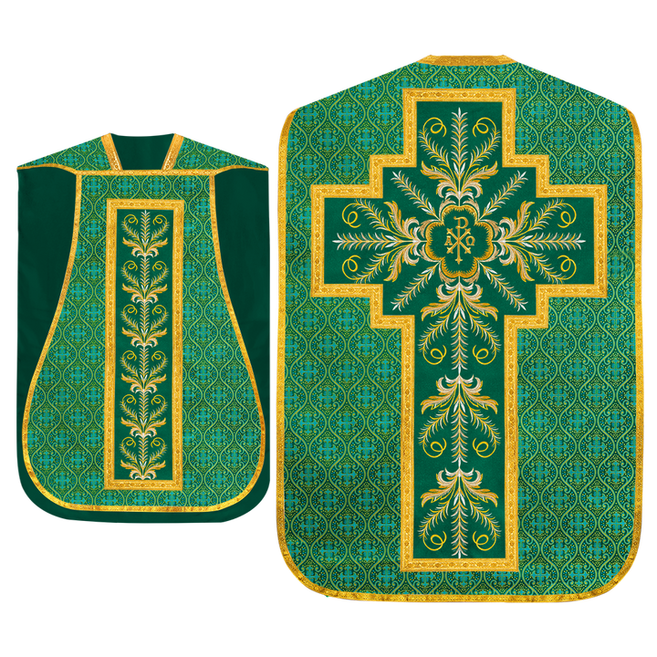 Set of Four Roman Chasuble with liturgical motifs