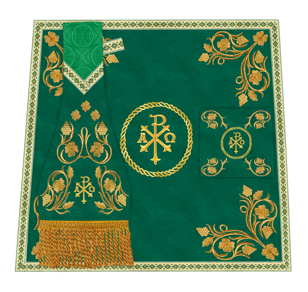 Embroidered Altar Cloth Embellished with Spiritual Motifs