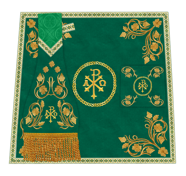 Embroidered Altar Cloth Embellished with Spiritual Motifs