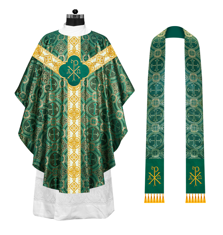 Gothic Chasuble Vestment with Motif and Trims