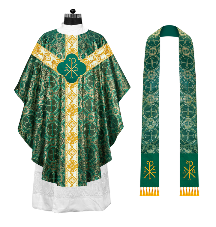 Gothic Chasuble Vestment with Motif and Trims