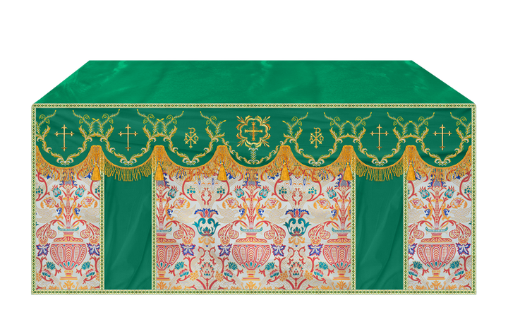 Liturgical Tapestry Altar Cloth with Detailed Embroidered Trims