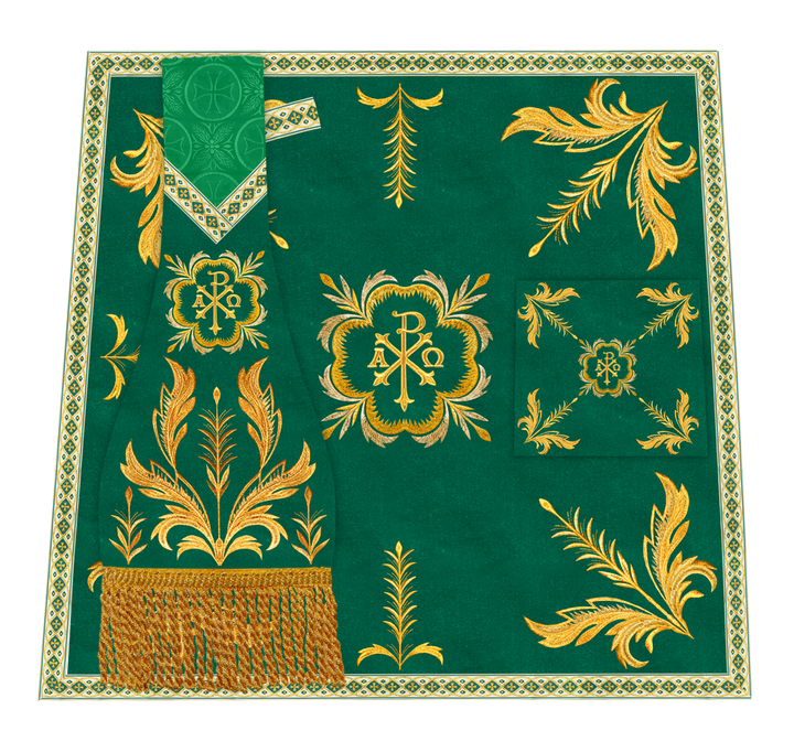 Altar Table Cloth with Fine Embroidered Trims & Spiritual Motifs