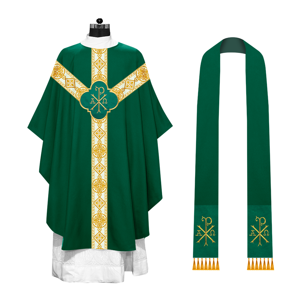 Gothic Chasuble Vestment with Motif and Trims