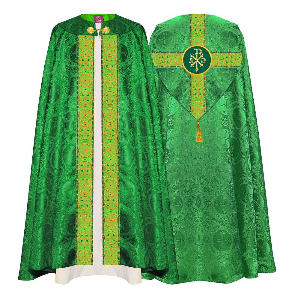 Gothic Cope Vestment with Cross Type Braided Motif