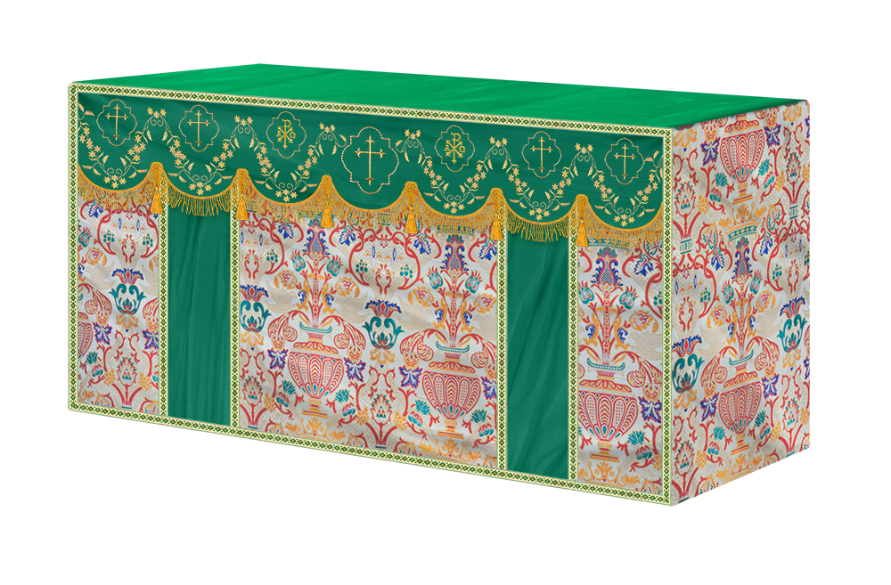 Tapestry Altar Cloth Adorned with Intricate Embroidery