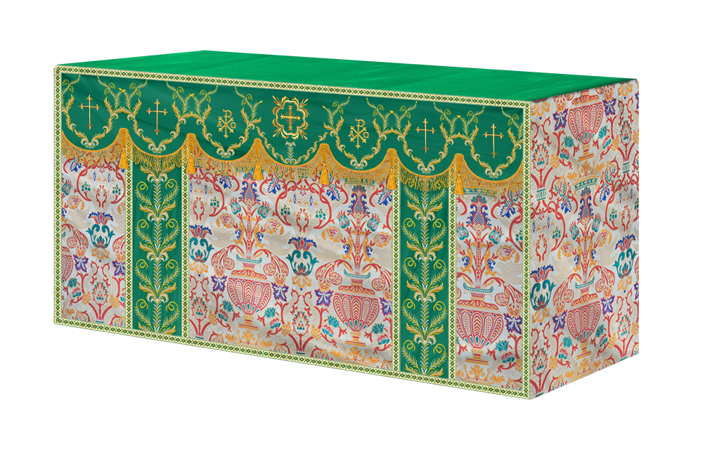 Liturgical Tapestry Altar Cloth with Detailed Embroidered Trims