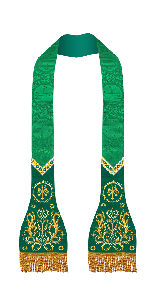 Set of Four Spiritual Roman Stole with Embroidered Motif and trims