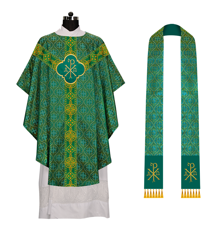 Liturgical Gothic Chasuble Vestment with Y type braided orphrey