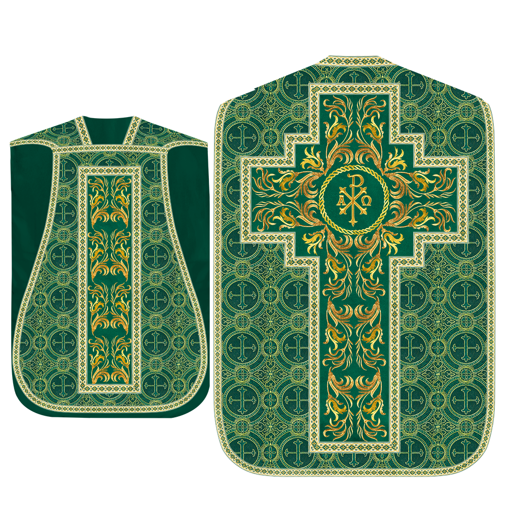 Roman Chasuble Vestment With Woven Braids and Trims