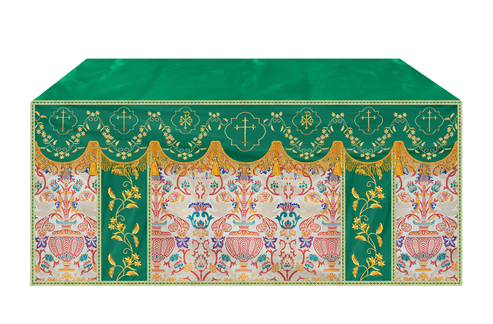 Tapestry Altar Cloth Adorned with Intricate Embroidery