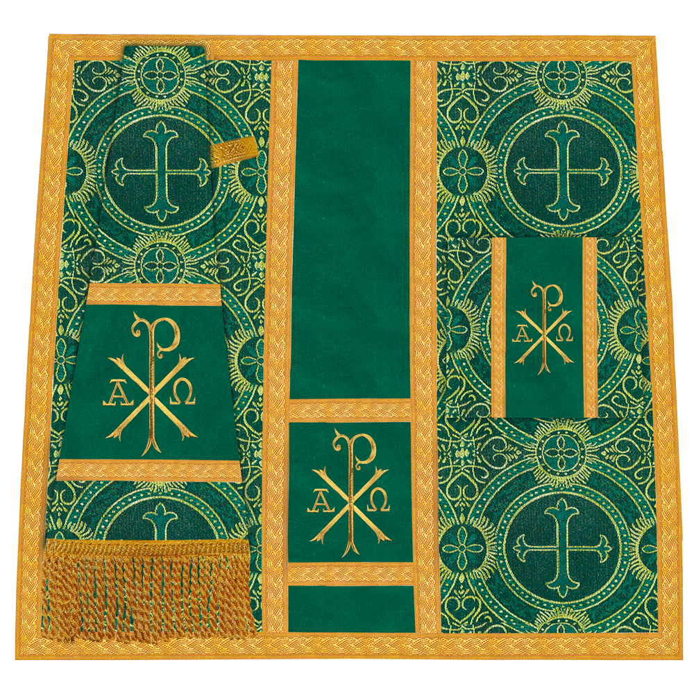 Roman Chasuble Vestment with Spiritual Motif and Ornate Braids