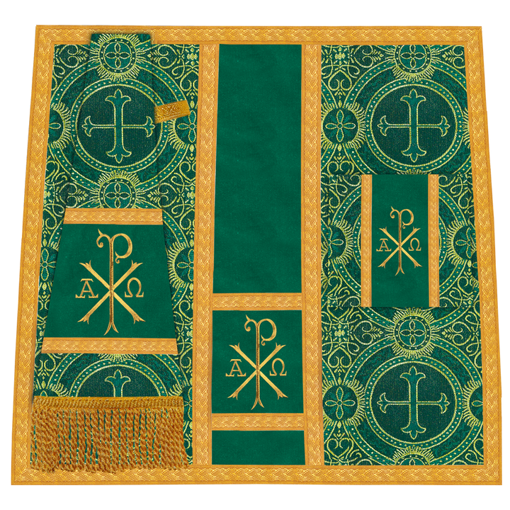 Roman Chasuble Vestment with Spiritual Motif and Ornate Braids