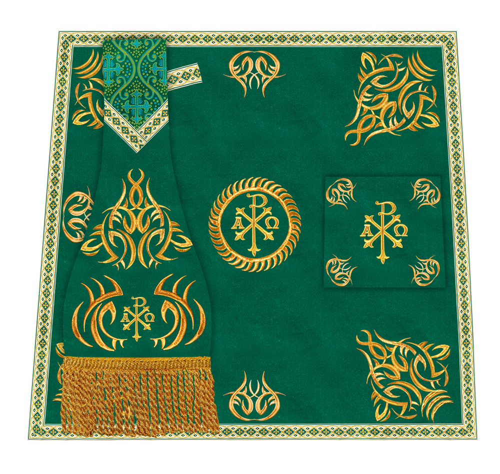 Set of Four Roman Chasuble with Embroidered Trims