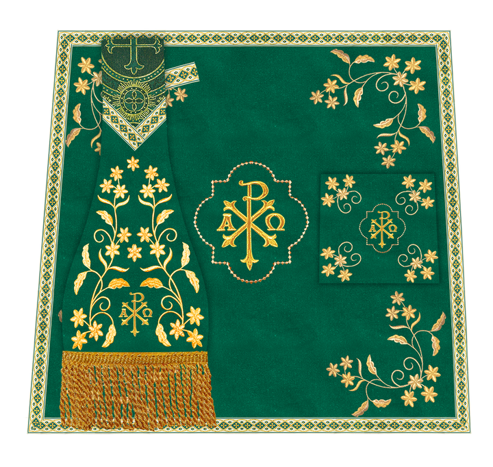 Roman Chasuble Vestment With Floral Design and Trims