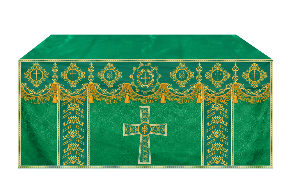 Elegant Altar Cloth with Intricate Orphrey Embroidery & Motif