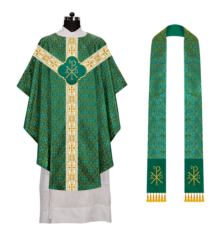 Gothic Chasuble with Embroidered Motif and Orphrey