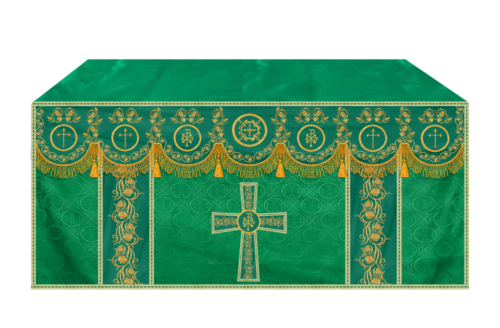 Embroidered Altar Cloth Embellished with Spiritual Motifs
