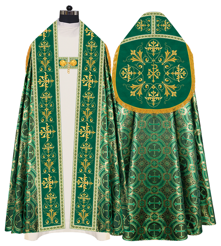 Embroidered Roman Cope Vestment with Braided Trims