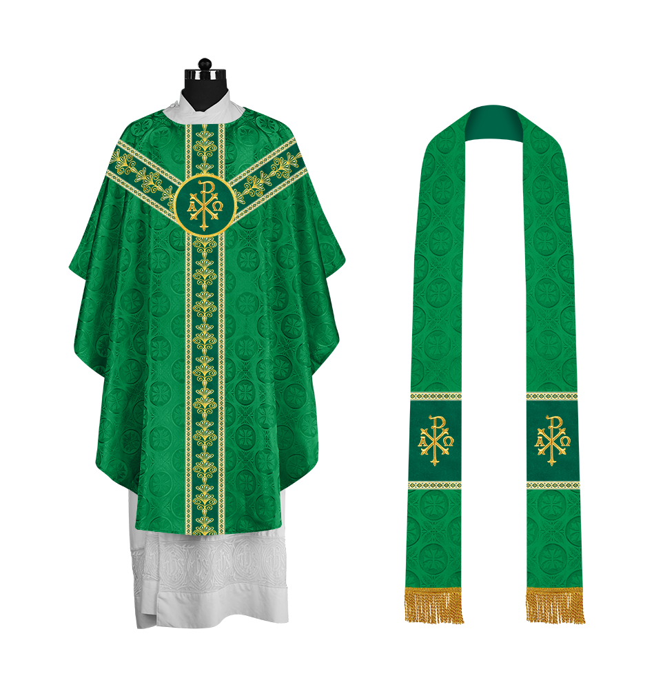 Ornate Gothic Chasuble with Y-type Embroidered Orphrey