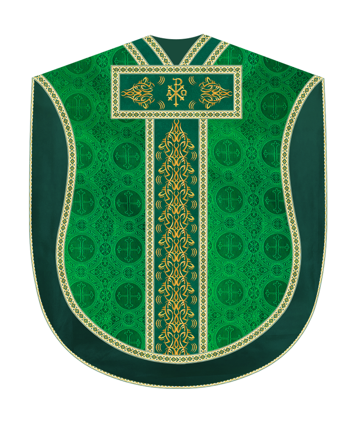 Borromean Chasuble Vestment With Braided Orphrey and Trims