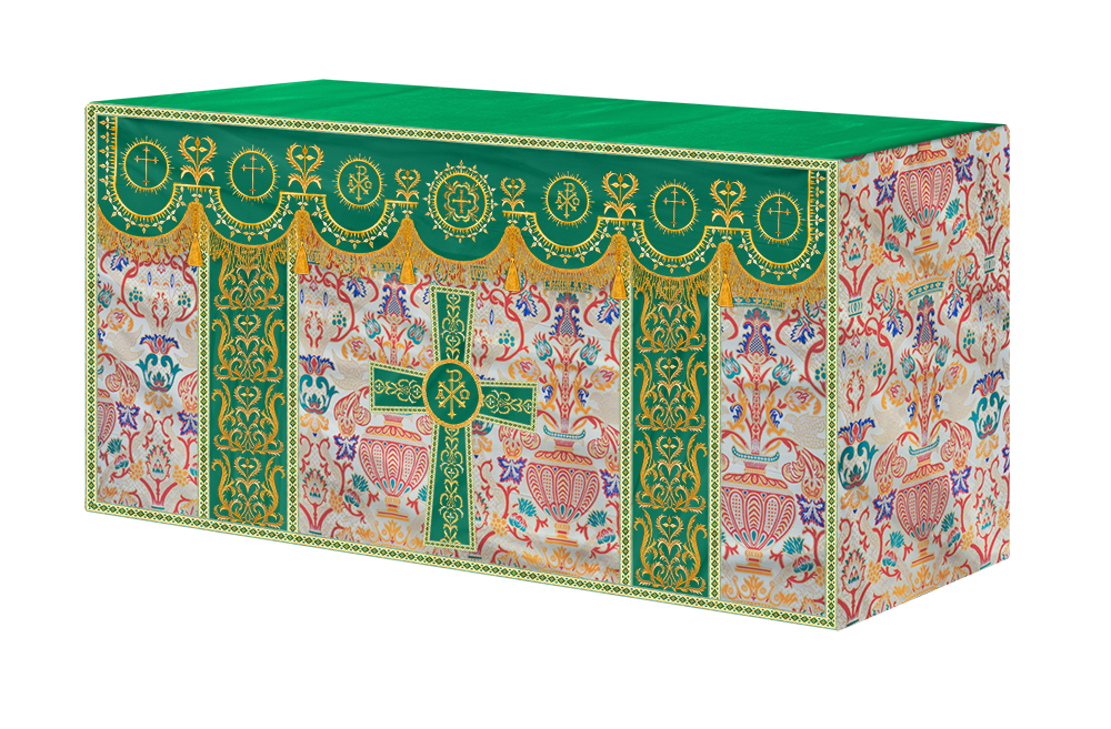 Tapestry Altar Cloth with Elegant Embroidered Trims