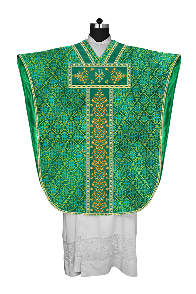 Borromean Chasuble Vestment With Braided Orphrey and Trims