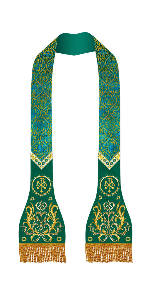 Set of Four Spiritual Roman Stole with Embroidered Motif and trims