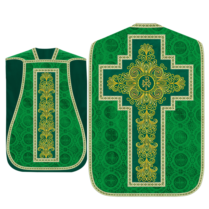 Roman Chasuble Vestment enriched With Coloured Braids and Trims