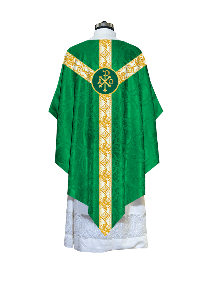 Traditional Pugin Style Chasuble Adorned with White Braids