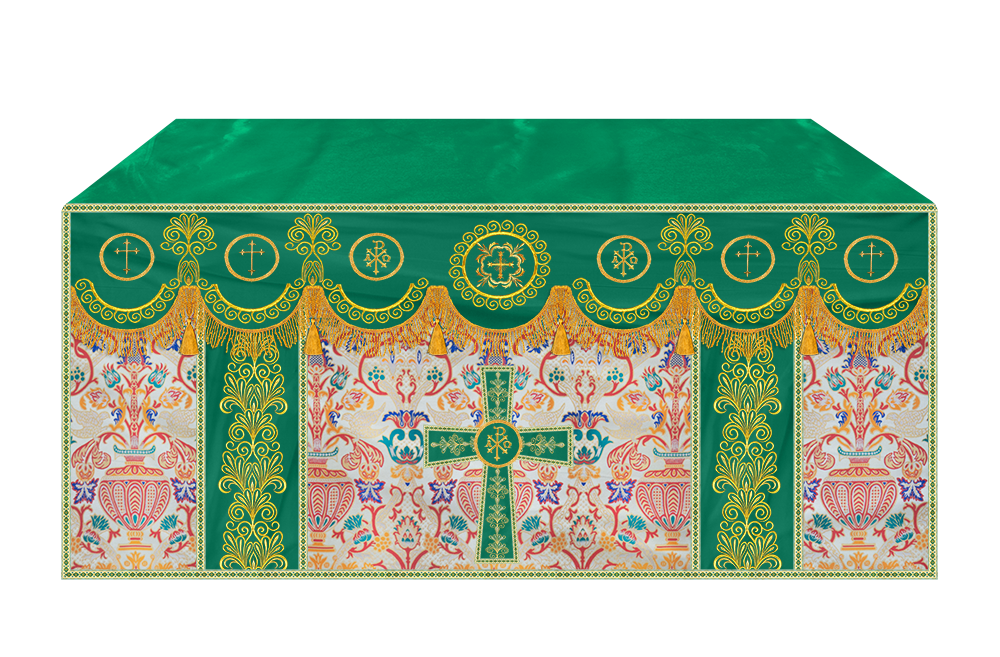 Embroidered Tapestry Altar Cloth with Ornate Orphrey