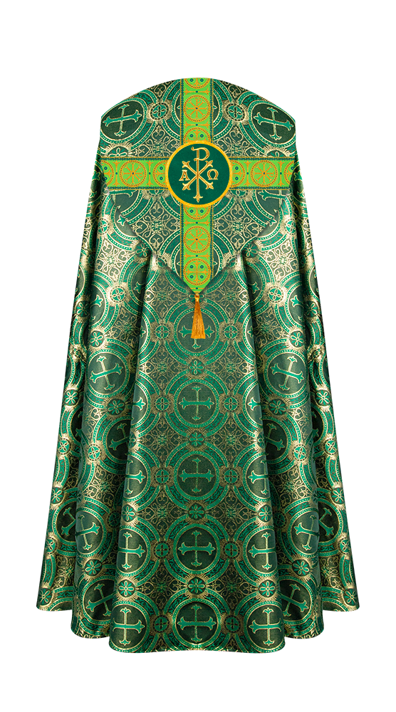 Gothic Cope Vestment with Cross Type Braided Motif