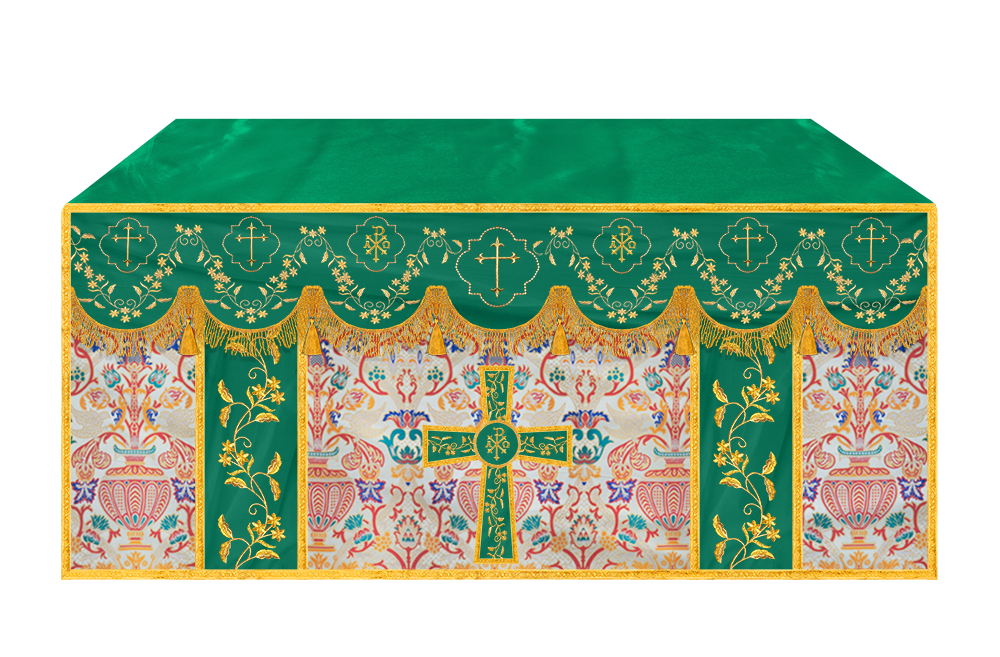 Floral Embroidery Tapestry Altar Cloth with motif