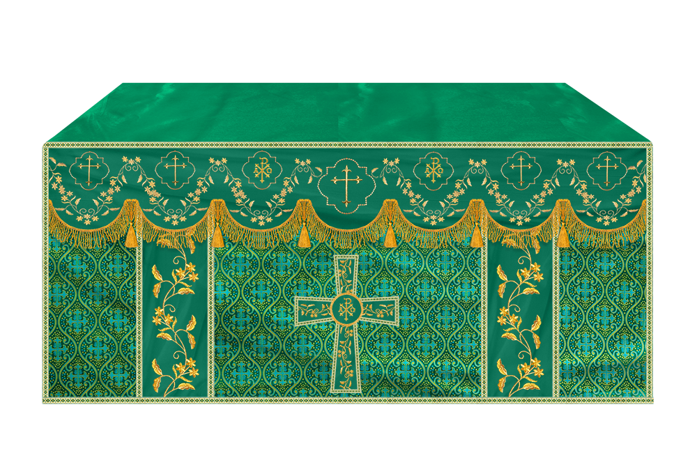 Altar Table Cloth With Floral Embroidery trims