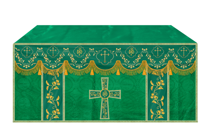 Altar Table Cloth With Floral Embroidery trims