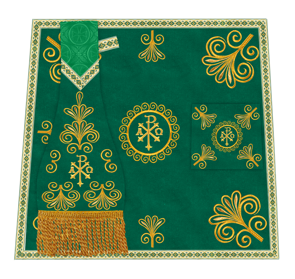 Ornate Altar Cloth with Gold Embroidery & Gothic Cross Design
