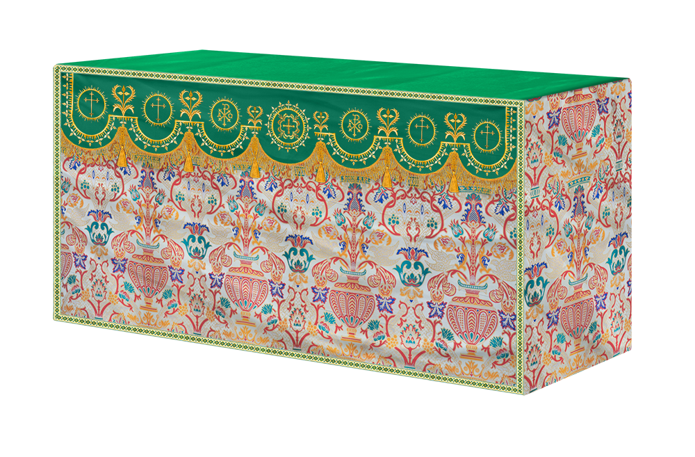 Tapestry Altar Cloth with Elegant Embroidered Trims
