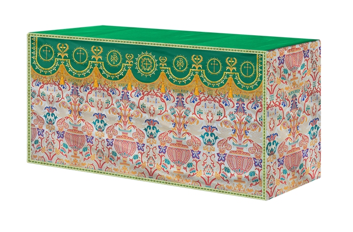 Tapestry Altar Cloth with Elegant Embroidered Trims