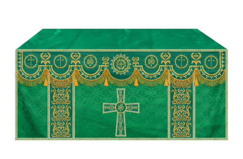 Embroidered Altar Frontal with Ornate Orphrey & Cross Design